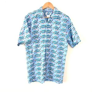Vintage Nerds Candy Novelty Print Button Front Pajama Shirt, M